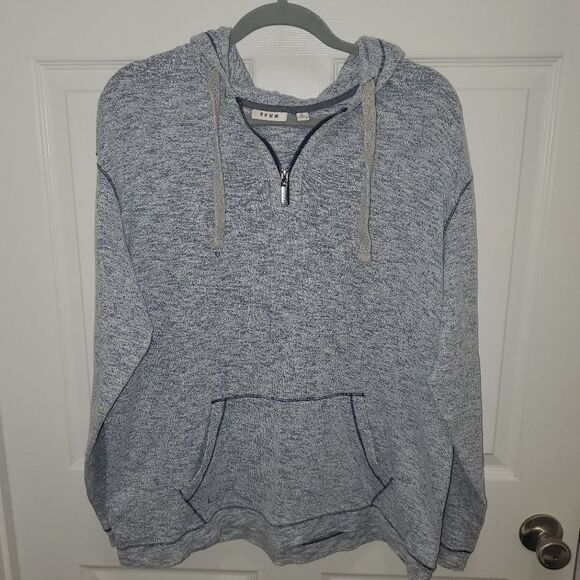 Gray Zip Up Sweater with Ribbed Cuffs - Picture 1 of 5
